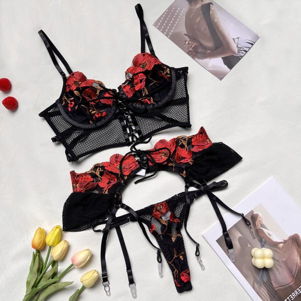 Dier New Multicolor Embroidered Sexy High Quality Sex Ladies Underwear Lace Bra Panty Set - Image 8