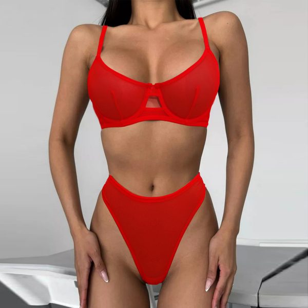 DIER Sexy Leopard Print Intimates French Bra Ultra-thin Mesh Sexy Suit Perspective Вопа