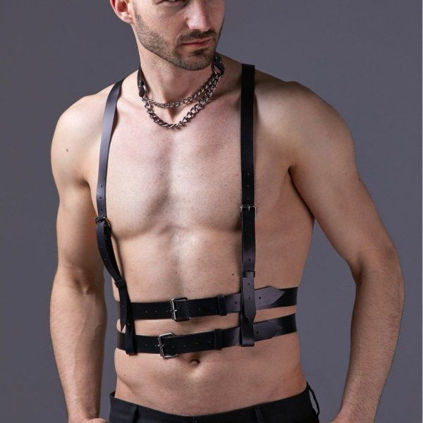 Amazon men's sexy leather strap SM fun binding props stage performance wearing props - Image 7