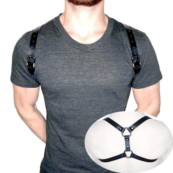 men's leather shoulder strap sexy personality black binding strap European and American sex toys - Image 3