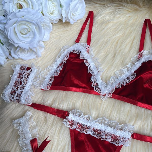 DIER Christmas Valentine's Day Suede Fun Lace Kit Leg Gloves Underwear - Image 7