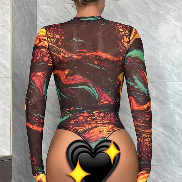 DIER Tie-dye Sexy Intimates Jumpsuit Tie-dye European and American Sexy Tight Outer Wear bodysuit Jumpsuit - Image 5