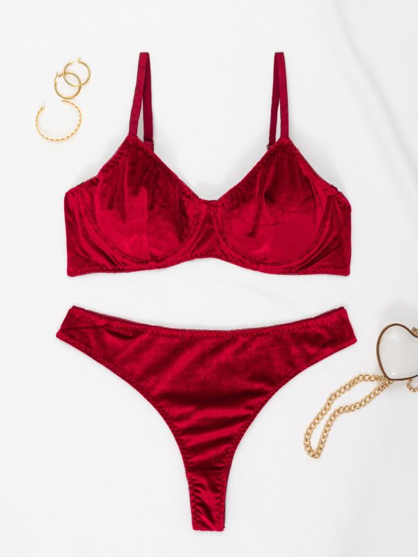 Export European and American Sexy Intimates Women's Suede Comfortable Thin Half-Cup Breast Push-Up Sexy Two-Piece Set - Image 8