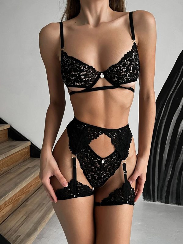 DIER European and American Sexy Intimates Lace Edge Perspective Export Cut Out Suit - Image 4