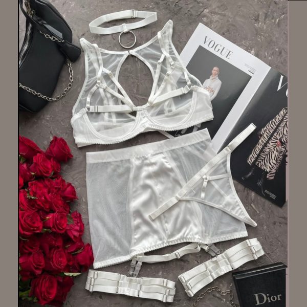 DIER European and American Foreign Trade Russia   Sexy Mesh Strap Sexy Mesh Underwear 6-piece Set - Image 8