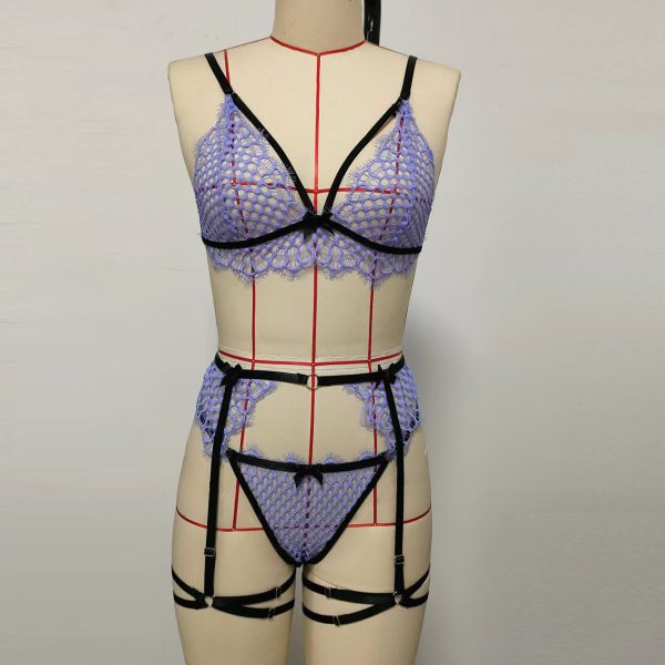 Deer European and American New Sexy Three-piece Set Summer Girl's Hollow Belt Stitching Heavy Eyelash Edge Set - Image 5