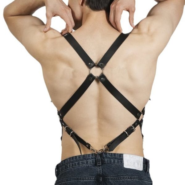 Foreign trade supplier trendy men's belt body constraint shoulder strap binding dark series smsexy leather binding belt - Image 6