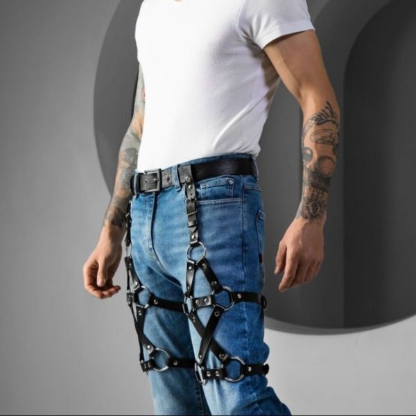 Men's sm adult products leather sexy binding clothes manufacturers hot selling couple sex products leggings binding toys - Image 3