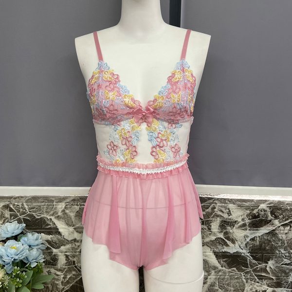 DIER European and American cute pink lady embroidered one-piece baby underwear suit - Image 6