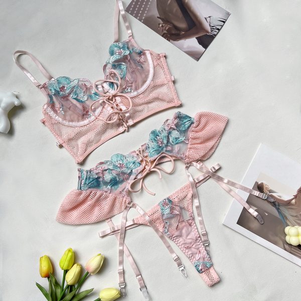 Dier New Multicolor Embroidered Sexy High Quality Sex Ladies Underwear Lace Bra Panty Set - Image 9