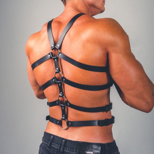 Men's arm shoulder multi-layer leather strap European and American performance clothing personality Net red leather shoulder strap arm strap - Image 3