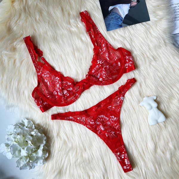 Europe and the United States foreign trade supply  new two-color lace sexy underwear with steel ring set underwear - Image 15