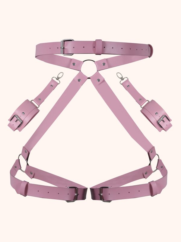 SM leather binding pants suit leg ring belt handcuffs integrated popular jewelry strap sexy leather hip cuff - Image 7