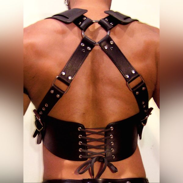 adult sex toys fierce men's leather binding clothes alternative binding binding belt flirting black leather clothes - Image 2