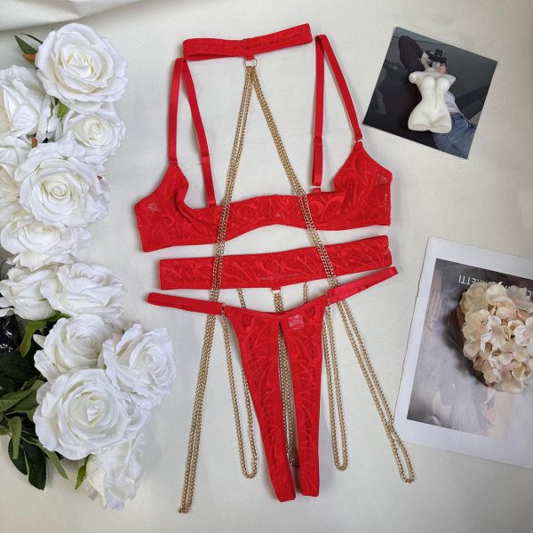 DIER European and American heavy chain leak r strap sexy lingerie sexy lingerie kit - Image 6