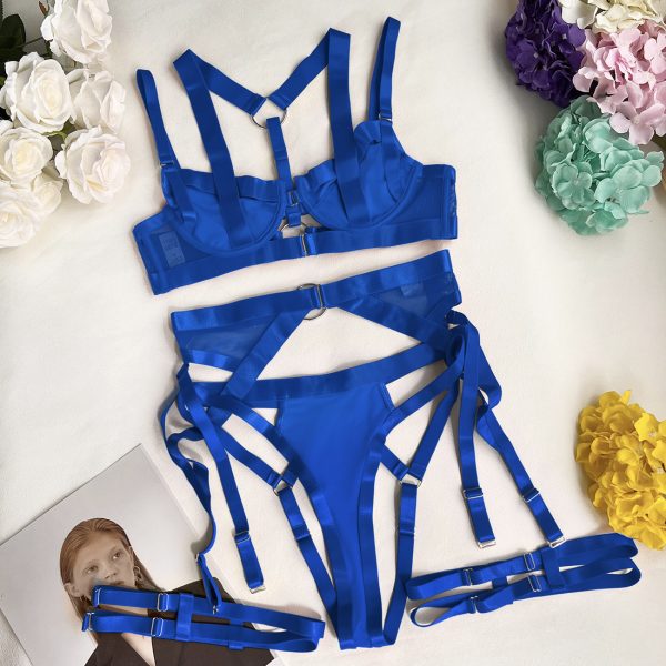 new gathered steel ring mesh garter belt sexy body shaping sexy lingerie multi-piece set - Image 9