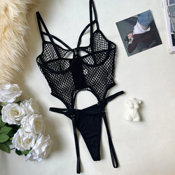 DIER Sexy Fishing Net Underwear Bra Ultra-thin Net Fishing Net Sexy suit Perspective conjoined - Image 6