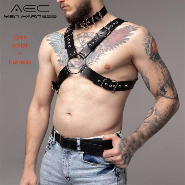 New European and American Strap Men's Personalized Leather Sling Pants Clip Casual All-match Decorative Shackle Shoulder Strap - Image 4