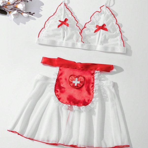 INS Europe and America Sexy Maid Nurse Passion Temptation Uniform suit Pure Desire Split Sex Underwear - Image 4