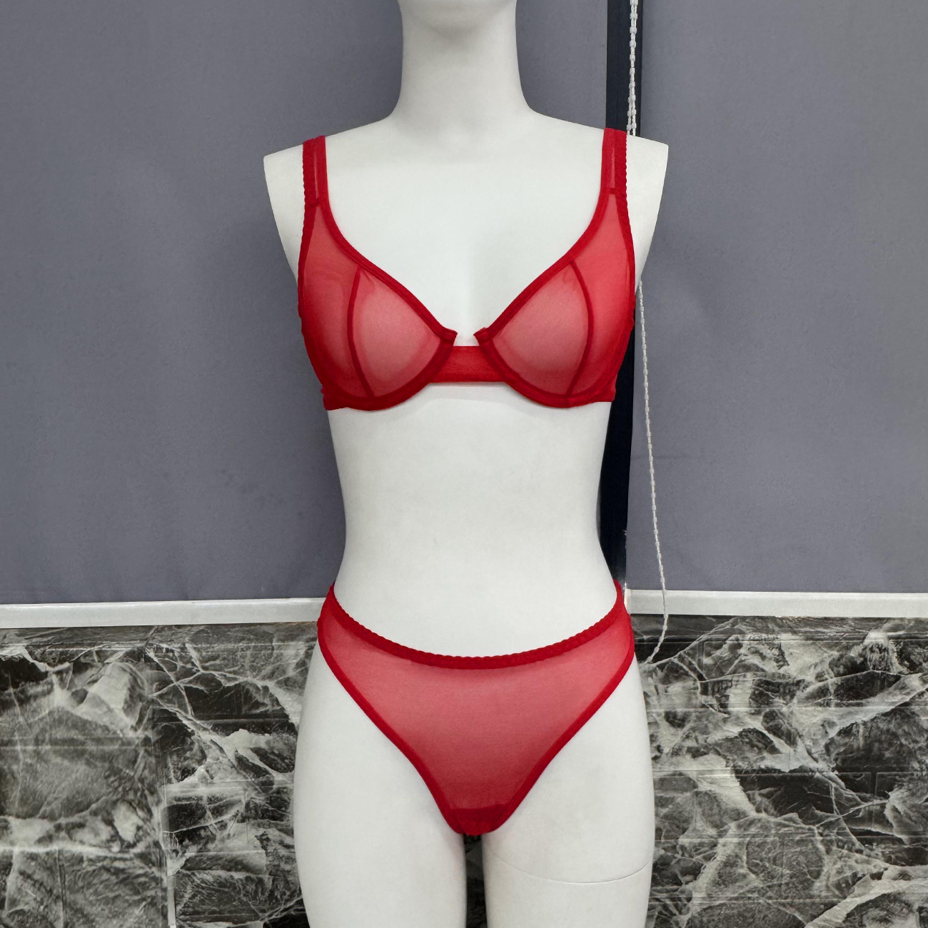 DIER Sexy Leopard Print Lingerie French Bra Ultra-thin Mesh Sexy Set See-through - Image 9