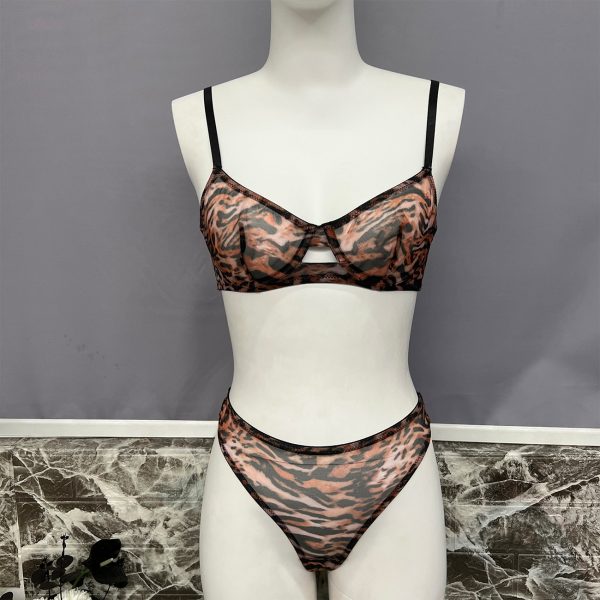 DIER Sexy Leopard Print Intimates French Bra Ultra-thin Mesh Sexy Suit Perspective Вопа - Image 9