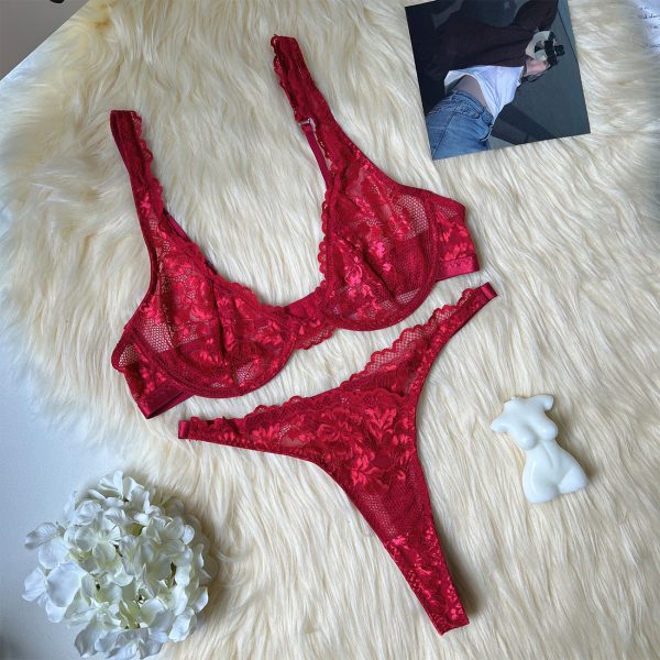 Europe and the United States foreign trade supply  new two-color lace sexy underwear with steel ring set underwear - Image 16