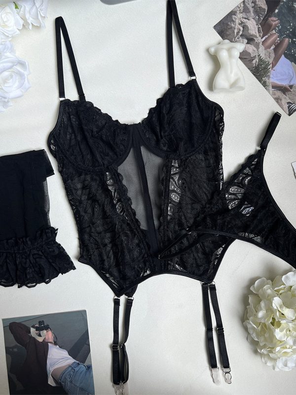 DIER  Sexy Lingerie Jumpsuit Paragraph Lace European and American Sexy Suit Intimates - Image 7