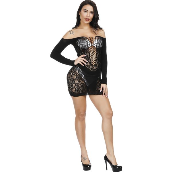 Europe and the United States sexy suspenders mesh tight hollow hip skirt large size w317 - Image 3