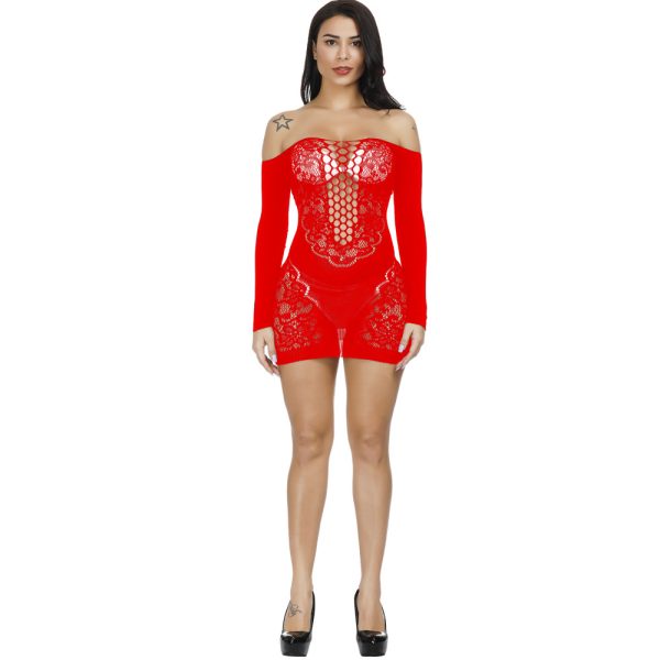 Europe and the United States sexy suspenders mesh tight hollow hip skirt large size w317 - Image 4