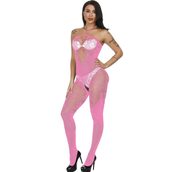 New Women's Jacquard Sexy One-piece Mesh Sling Strap One-piece Socks Hollow w316 - Image 6