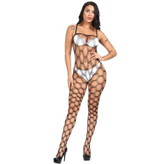 Europe and the United States sexy underwear sexy suspenders hollow mesh open file one-piece stockings w234