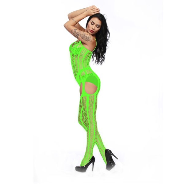 New women's jacquard sexy one-piece mesh suspenders pantyhose hollow shoulder strap w281 - Image 4