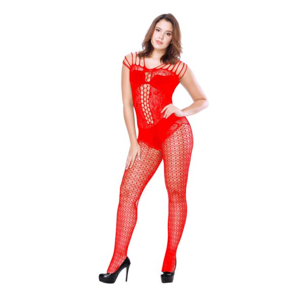 European and American  Sexy Underwear Chest Hanging Sexy One-piece Jacquard Net Clothes Open Crotch Pajamas Socks w269 - Image 10