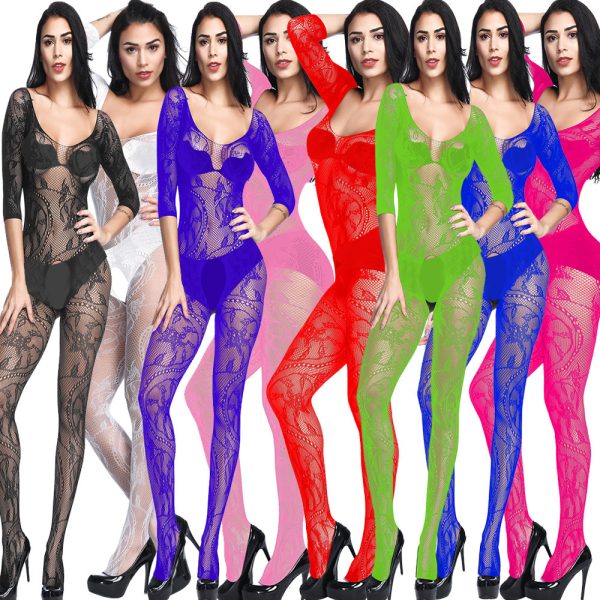 New European and American one-piece mesh clothes big dragon pattern open file free sexy underwear  w088 - Image 2