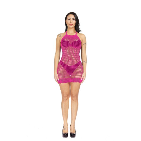Sexy Hanging Neck Sexy Underwear Women's Hollow Tight Mesh Clothes Brew See-through Hip Skirt Uniform Temptation w091 - Image 6