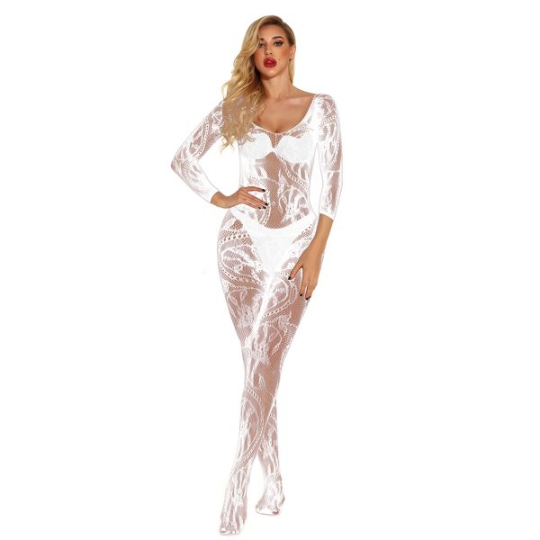 One-piece mesh clothes big dragon pattern open file free sexy underwear  w088 - Image 4