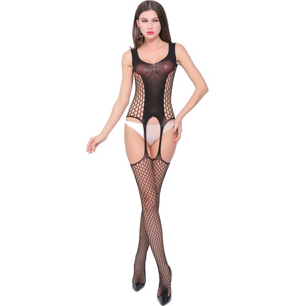 Black Silk Sling Leaky Milk Fun Stockings Transparent Hollow Pajamas Hanging Neck Sock Nets Open File Adjustment w093 - Image 3