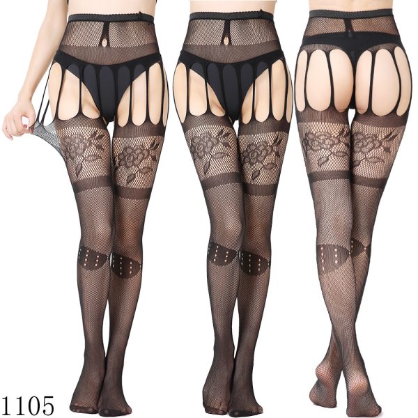 Sexy Lace Garter Set Women's Sexy Silk Stockings Temptation Transparent Garter Stockings with Socks Large Size - Image 9