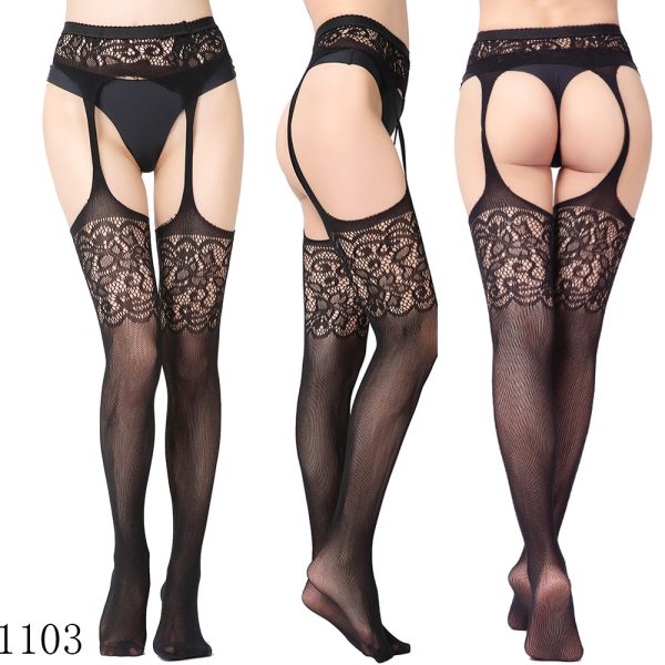 Sexy Lace Garter Set Women's Sexy Silk Stockings Temptation Transparent Garter Stockings with Socks Large Size - Image 7
