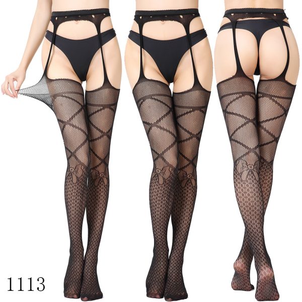 Sexy Lace Garter Set Women's Sexy Silk Stockings Temptation Transparent Garter Stockings with Socks Large Size - Image 17