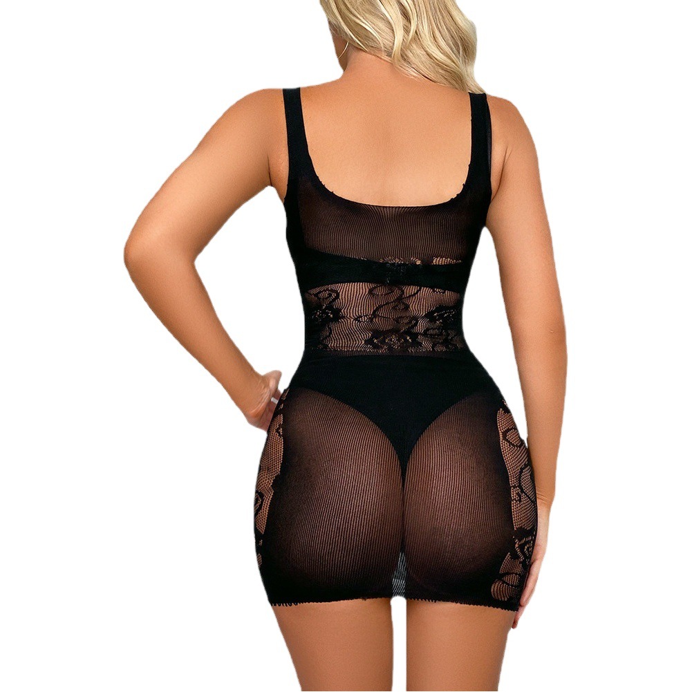 Sex Lingerie Sexy Bag Hip Skirt Hollow Free Perspective Net Temptation Dew Jumpsuit w548