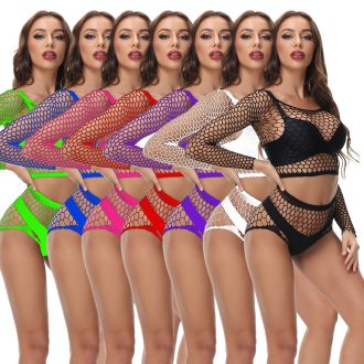Bag hip skirt sexy underwear hole net clothing Europe and the United States new jumpsuit sexy stockings w526