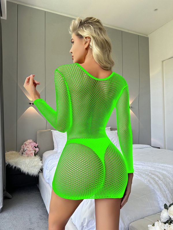 European and American r sexy lingerie sexy fishnet perspective one-piece mesh stockings sling temptation hollow open one-piece w735 - Image 11