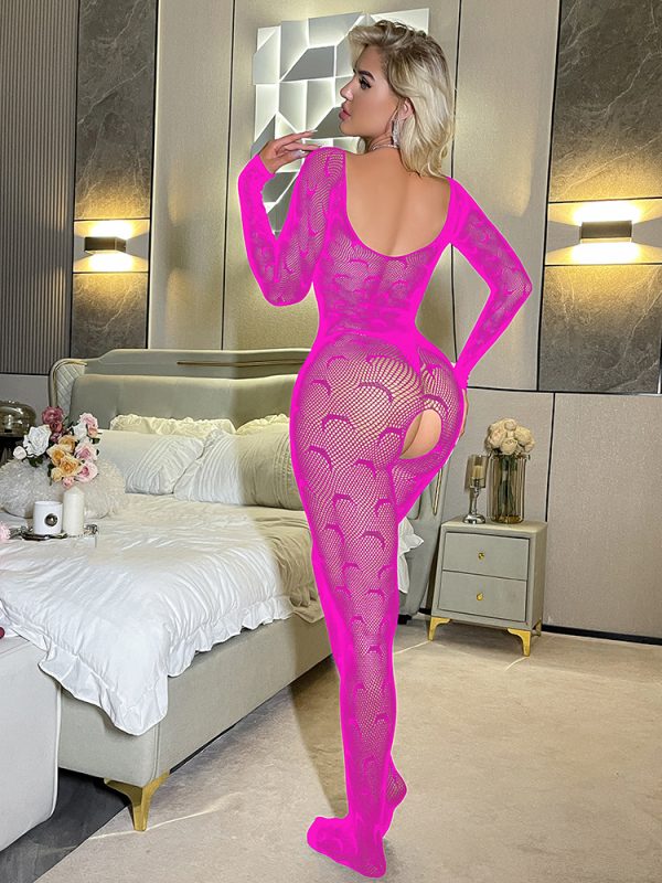 Sexy Underwear European and American Mesh Clothing Sexy Fishing Net All-in-one Pajamas Hip Wrap Skirt Long Sleeve Tight W524 - Image 10