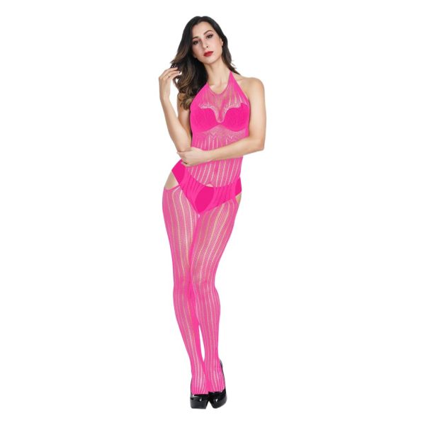 Sexy Underwear Sexy Mesh Jacquard Perspective Mesh Sexy Suit Conjoined Mesh Hanging Neck w295