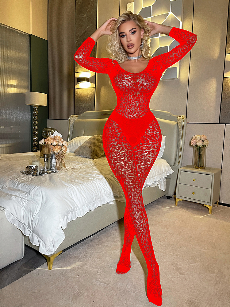 Seductive Silky Mesh Bodysuit: European Lingerie, Open Crotch, Long Sleeve - Image 8