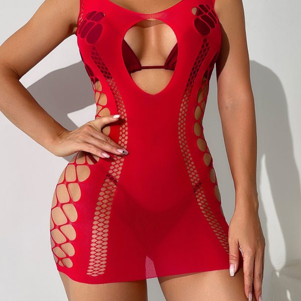 Sexy lingerie European and American hot sexy hollow hip skirt foreign trade mesh w218 - Image 5