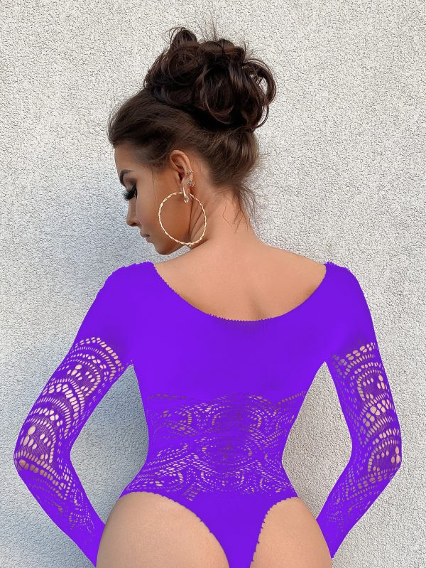 European and American sexy lingerie bikini sheath backless three-point long sleeve jumpsuit w695 - Image 8