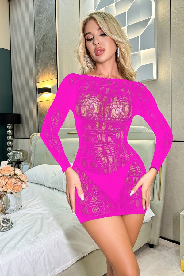 Sexy Underwear European and American Hip Skirt Hollow Perspective Long Sleeve Sexy Mesh Clothes K048 - Image 9