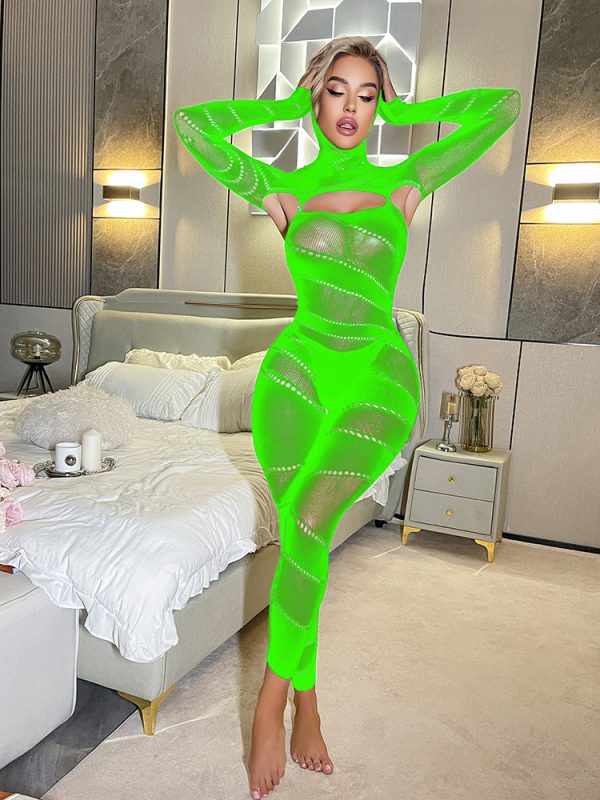 Sexy Underwear Mesh Sexy European and American Perspective Jompon Pajamas Long-sleeved Backless Tight Clothes k032 - Image 11